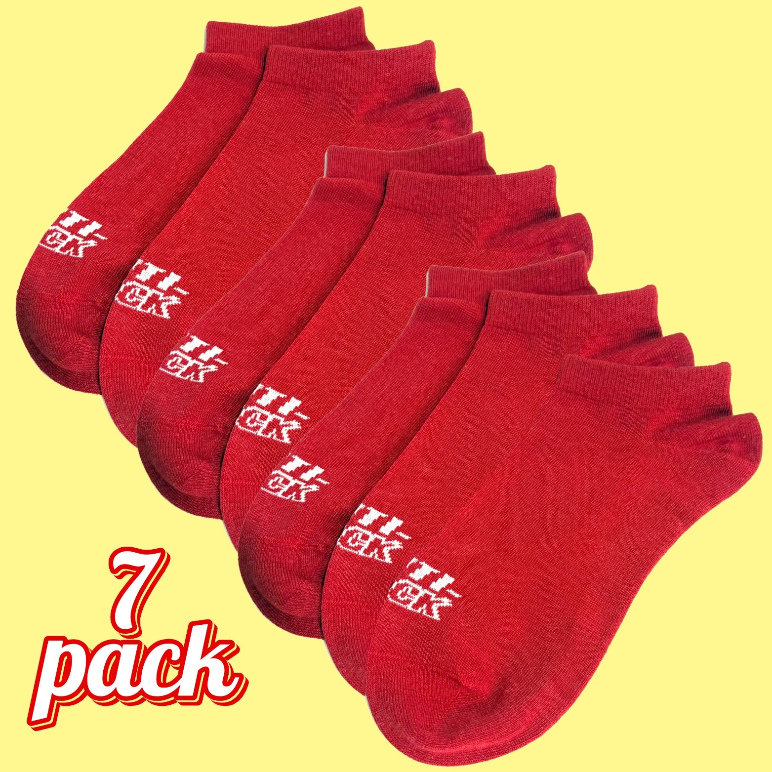 RED-Low Cut Ankle Socks 7 PACK