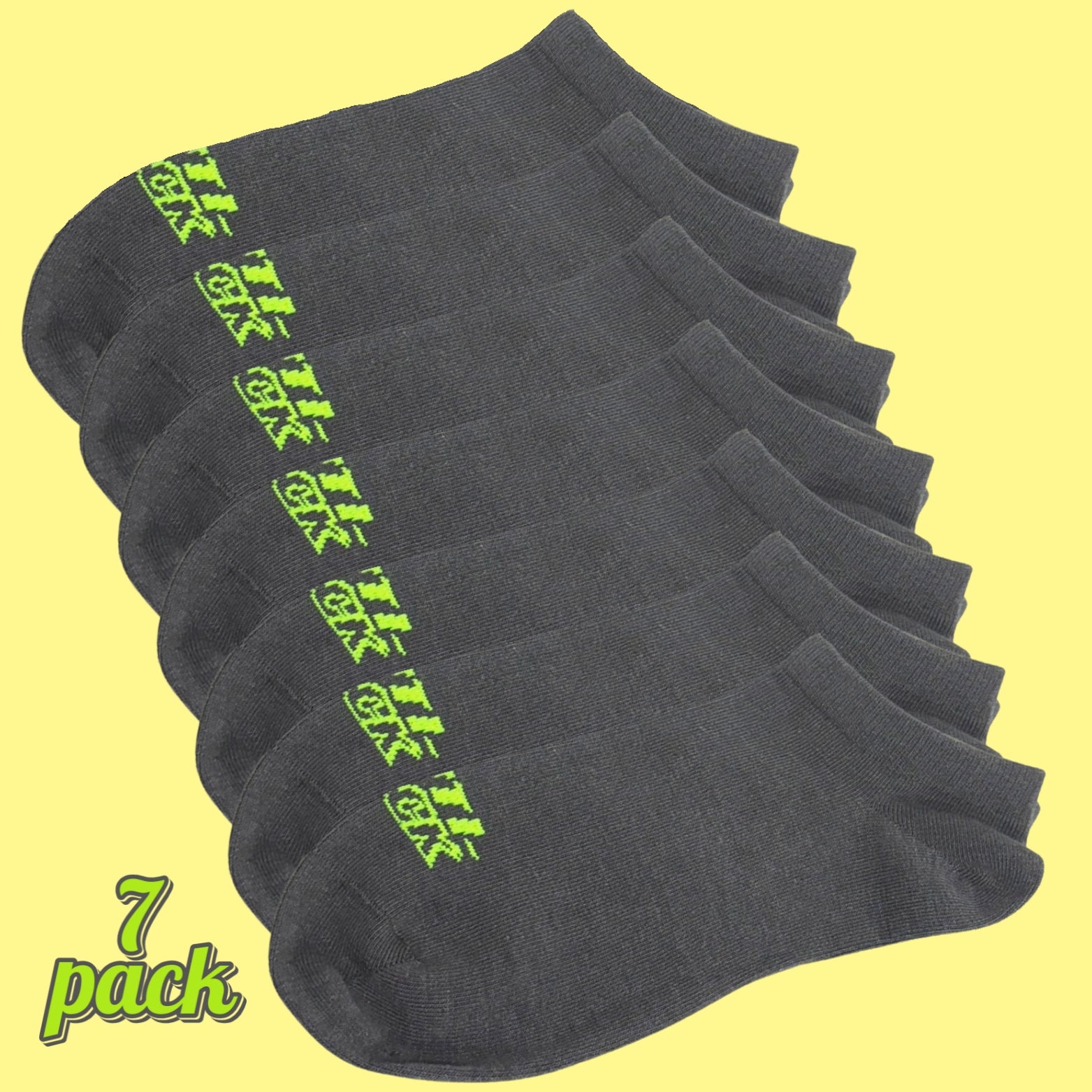 GREY NEON -Low Cut Ankle Socks 7 PACK